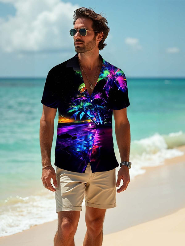 Coconut Tree Men's Pocket Short Sleeve Shirts