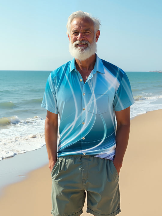 Men's abstract print short sleeve shirt front view