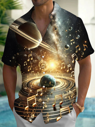men's retro print shirt front view
