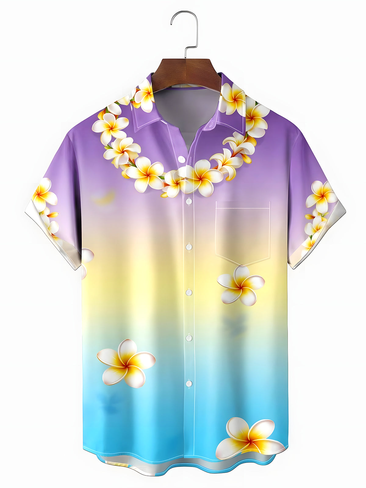 men's Hawaiian shirt front view tropical beach vacation