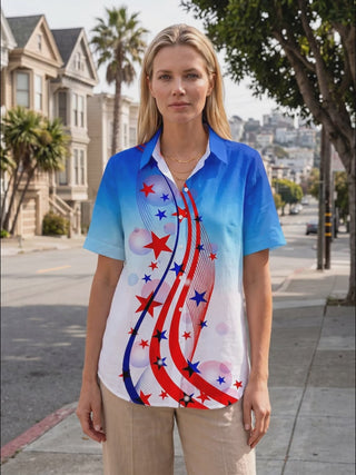 Abstract Star Women's Short Sleeve Shirts