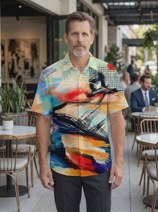 Abstract Men's Pocket Short Sleeve Shirts