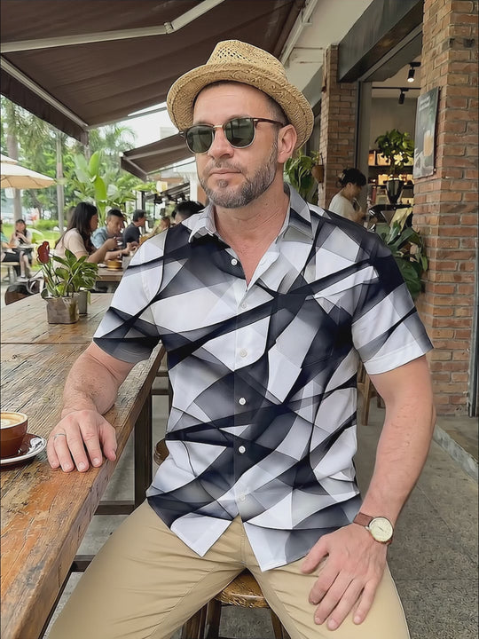 Abstract Men's Pocket Short Sleeve Shirts