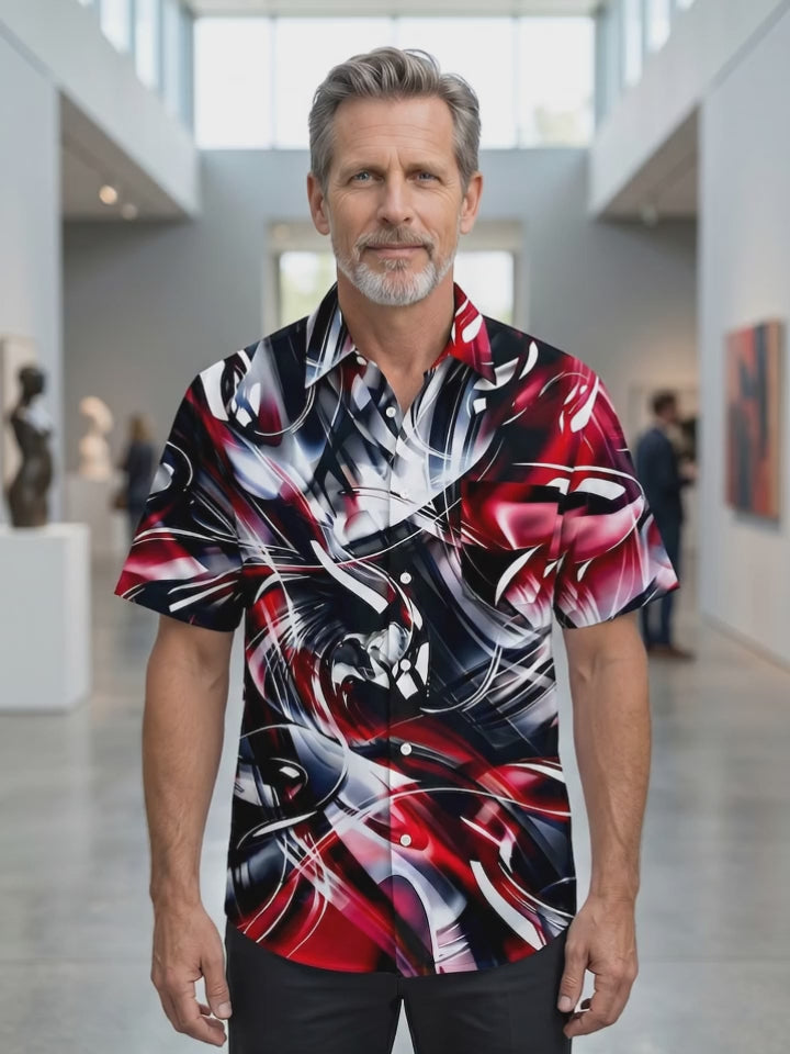 Abstract Men's Pocket Short Sleeve Shirts