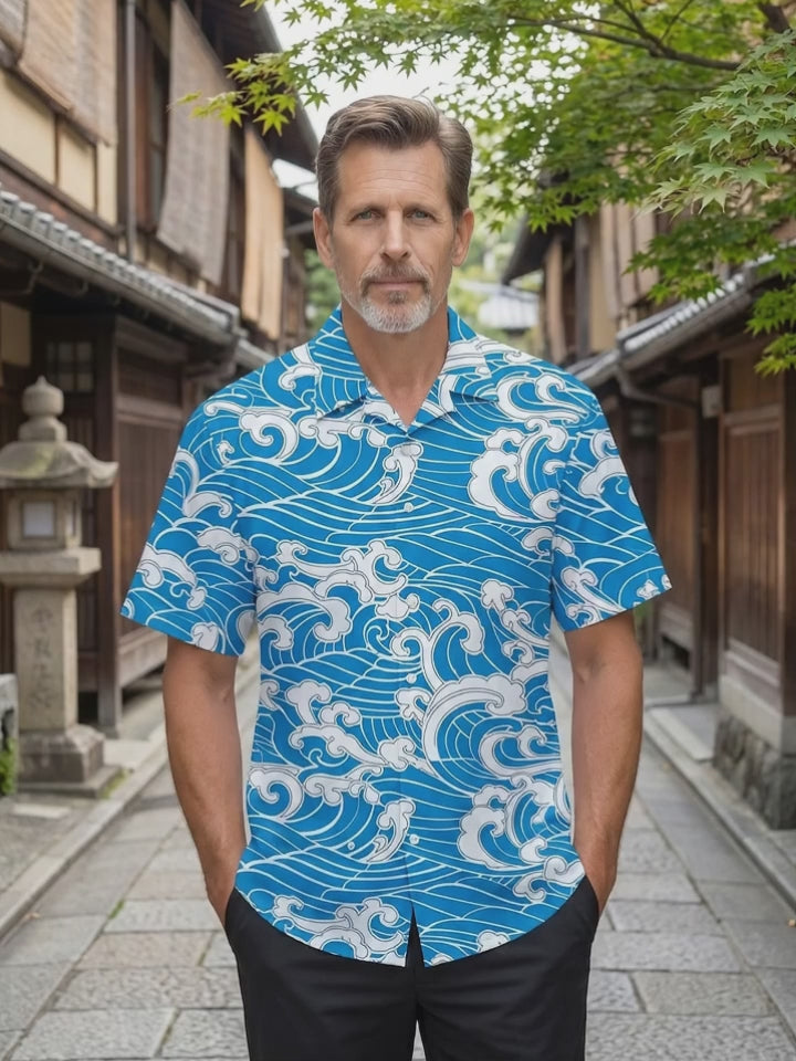 Hawaiian Sea Wav Men's Pocket Short Sleeve Shirts