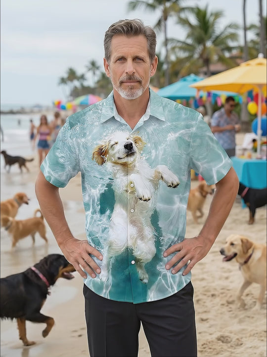 Funny Dog Men's Pocket Short Sleeve Shirts