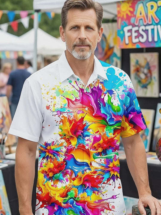 Tie Dye Men's Pocket Short Sleeve Shirts