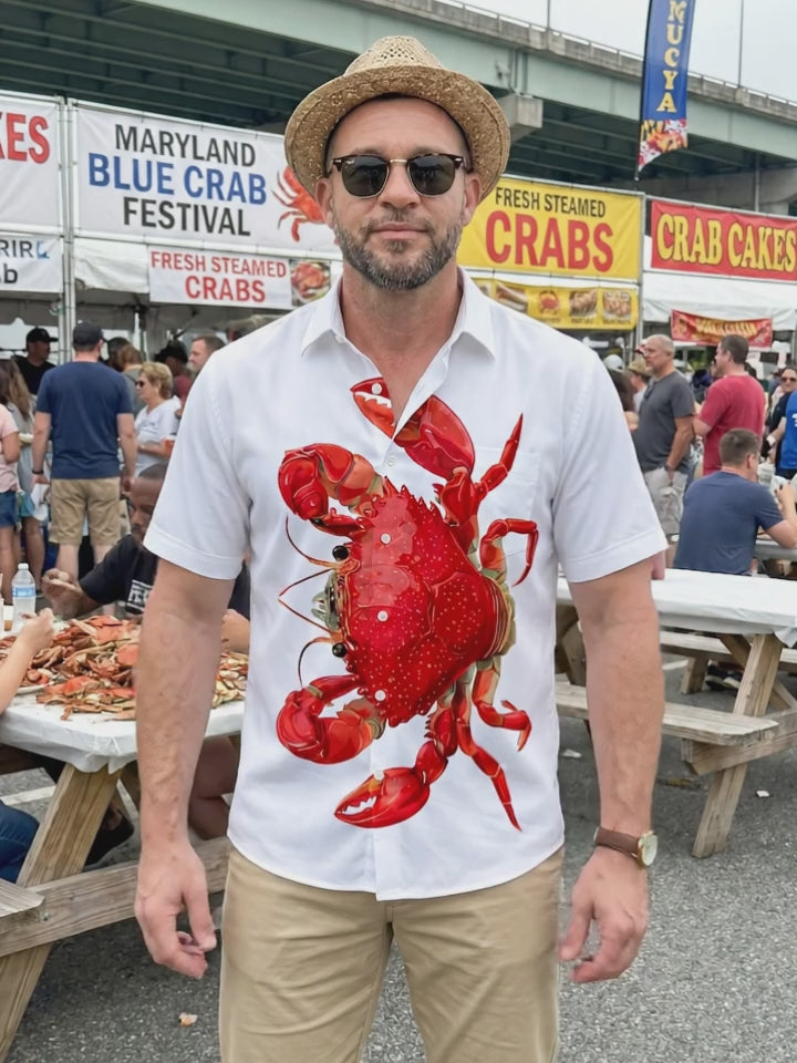 Crab Pint Men's Pocket Short Sleeve Shirts