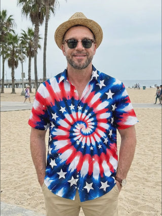 Tie Dye Men's Pocket Short Sleeve Shirts
