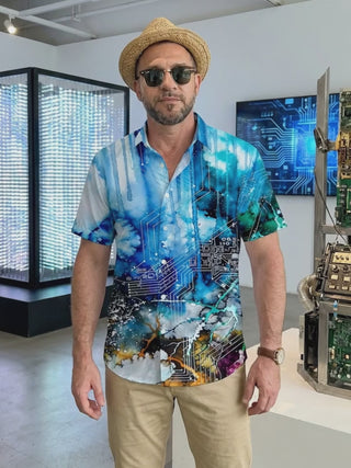 Abstract Men's Pocket Short Sleeve Shirts