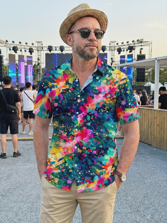 Hawaiian Tie Dye Men's Pocket Short Sleeve Shirts