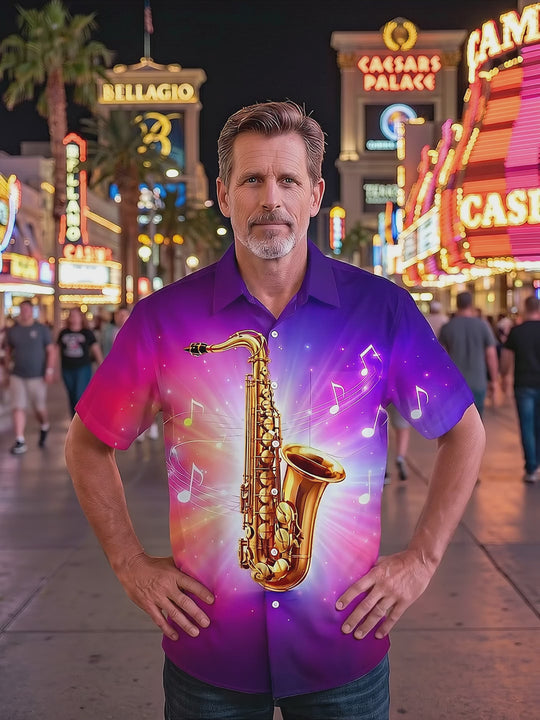 Saxophone Men's Pocket Short Sleeve Shirts