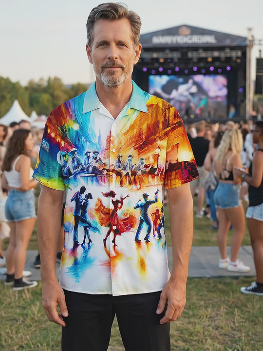 Urban Latin Carnival Night Men's Pocket Short Sleeve Shirts