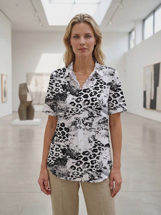 Leopard Print Women's Short Sleeve Shirts
