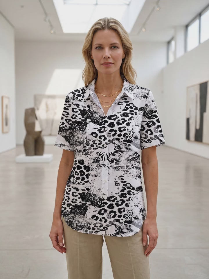 Leopard Print Women's Short Sleeve Shirts