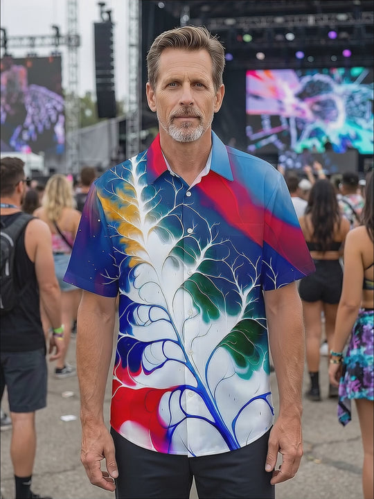 Abstract Men's Pocket Short Sleeve Shirts
