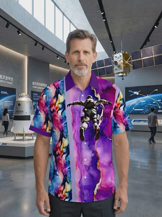 Abstract Astronaut Men's Pocket Short Sleeve Shirts