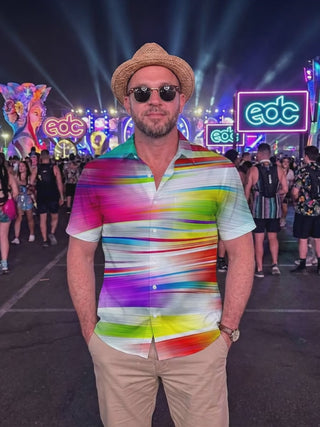 Gradient Print Men's Pocket Short Sleeve Shirts