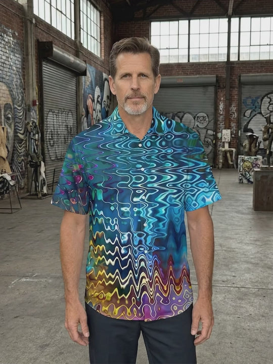 Abstract Men's Pocket Short Sleeve Shirts