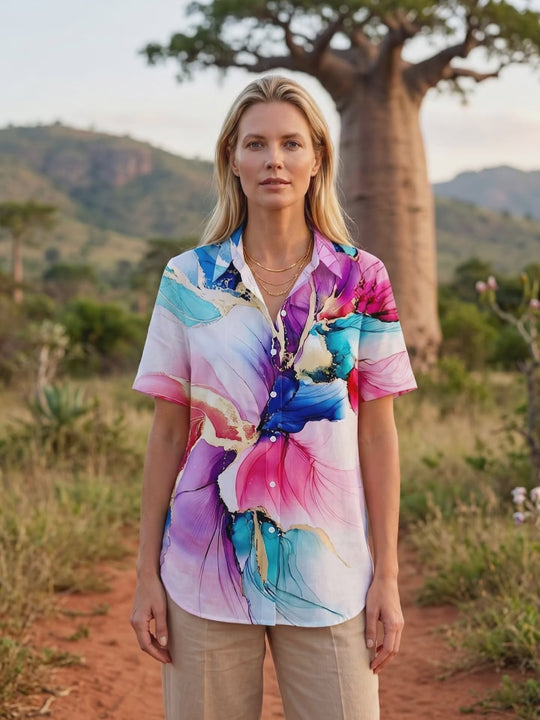 Abstract Women's Short Sleeve Shirts