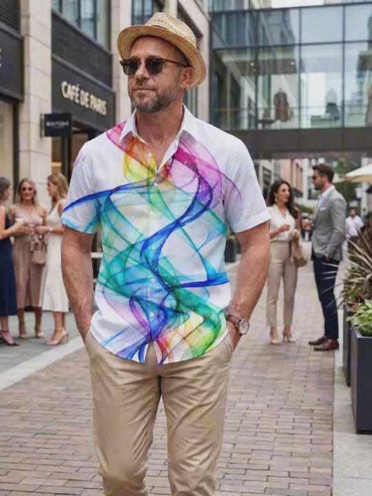 Abstract Men's Pocket Short Sleeve Shirts