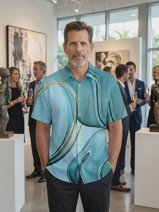 Abstract Men's Pocket Short Sleeve Shirts