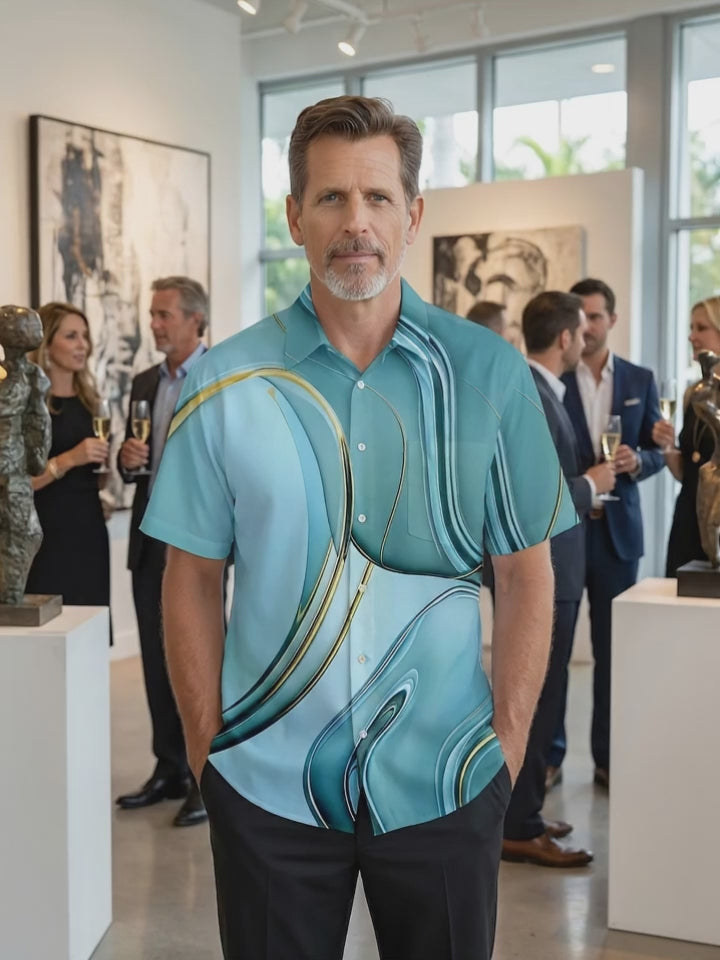 Abstract Men's Pocket Short Sleeve Shirts