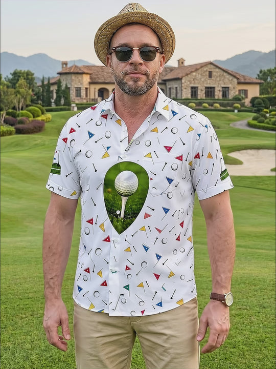 Golf Sports Men's Pocket Short Sleeve Shirts
