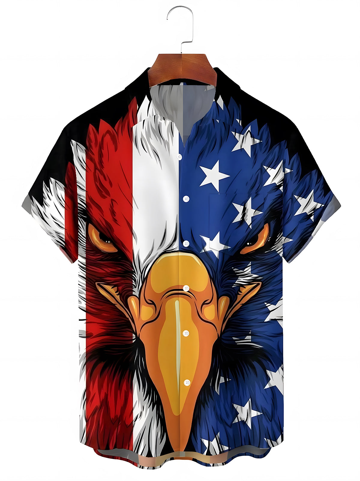 men's eagle print shirt front view Independence Day