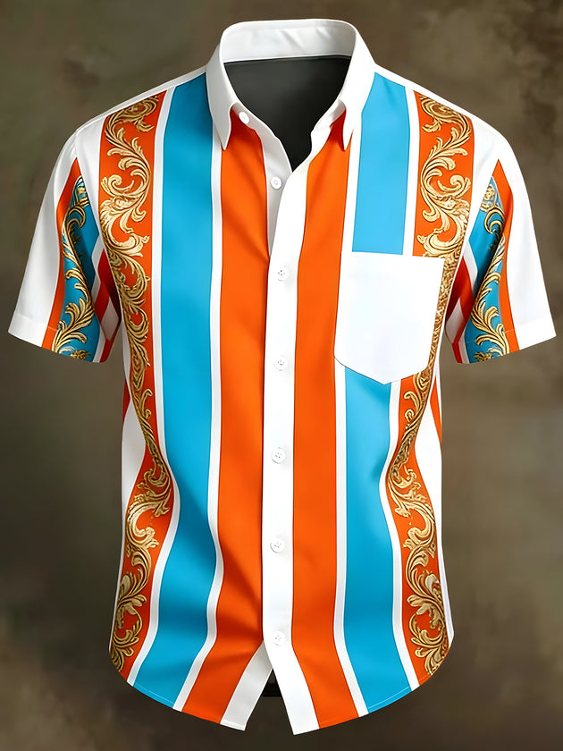men's Hawaiian shirt front view tropical beach vacation