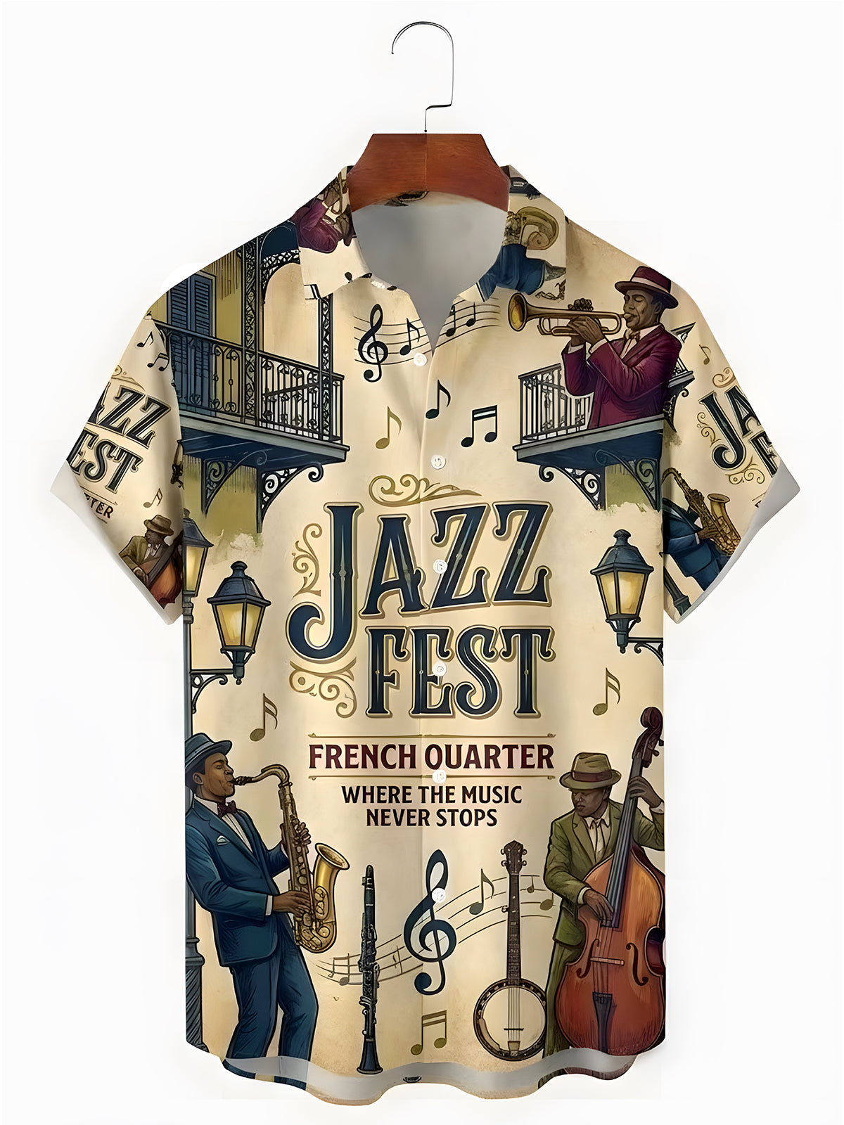 Music Jazz Men's Pocket Short Sleeve Shirts