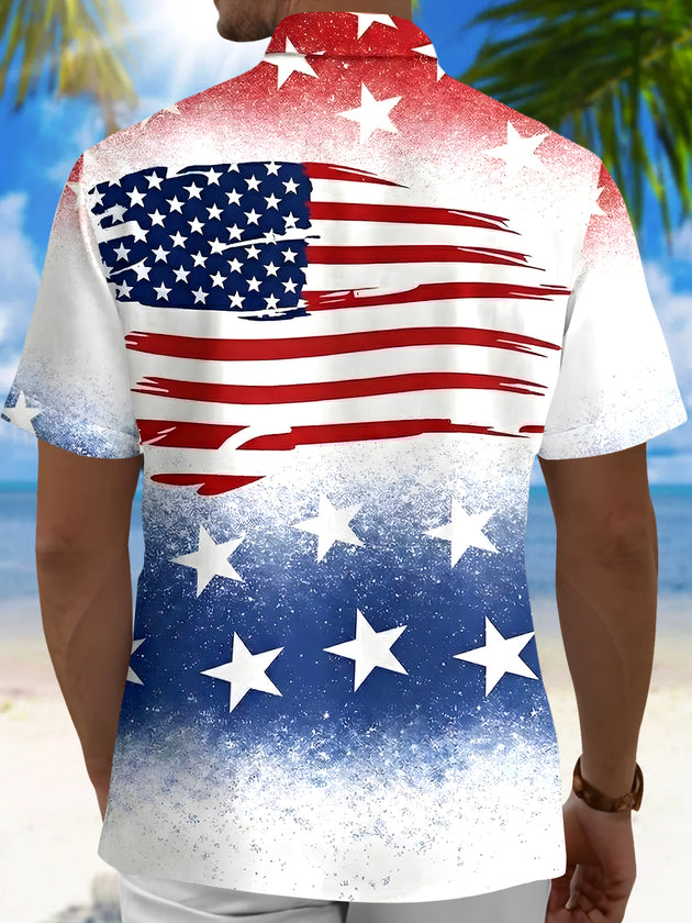men's patriotic print shirt back view