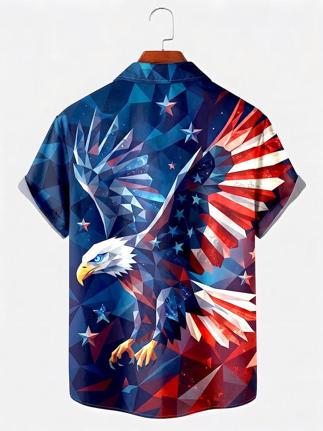 Eagle American Flag Men's Pocket Short Sleeve Shirts