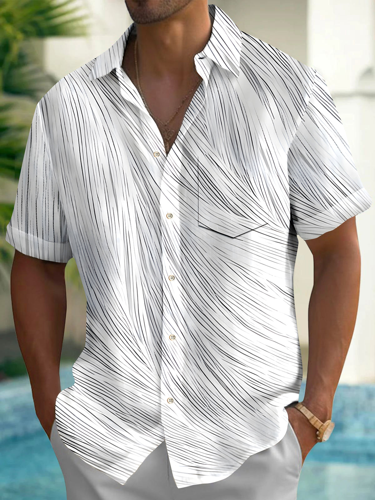 Geometry Men's Pocket Short Sleeve Shirts