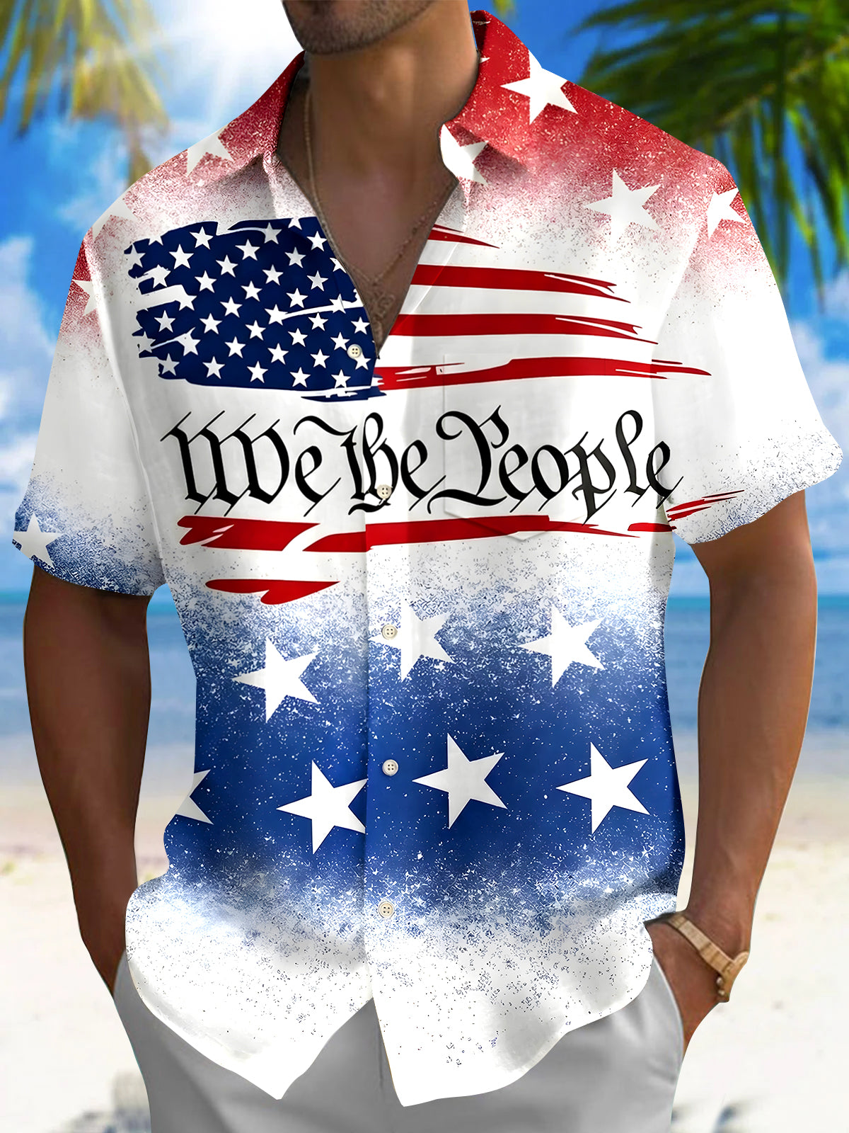 Independence Day Men's Pocket Short Sleeve Shirts