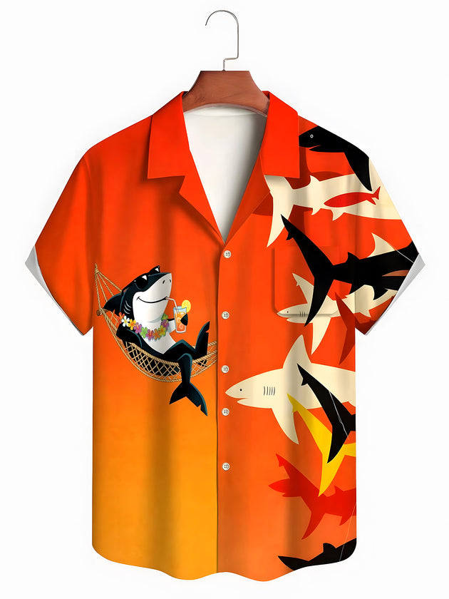 men's Hawaiian shirt front view tropical beach vacation