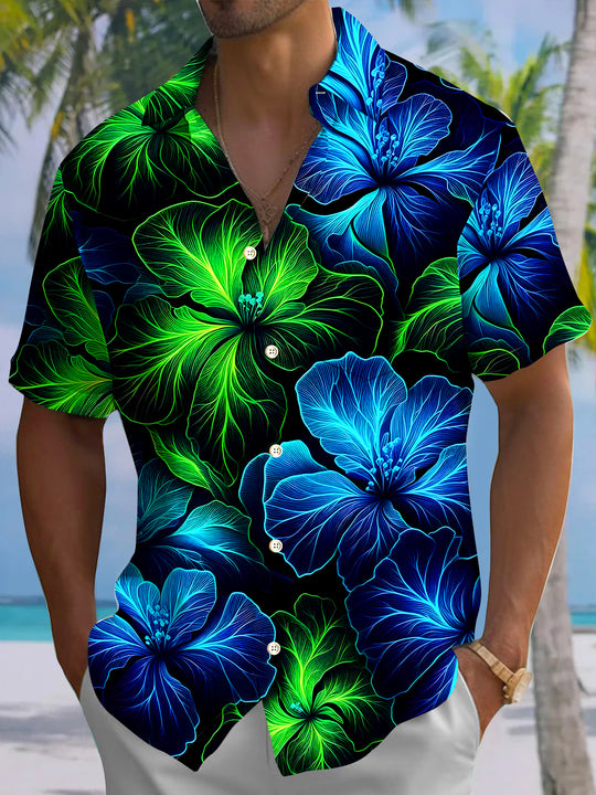 men's Hawaiian shirt front view tropical beach vacation