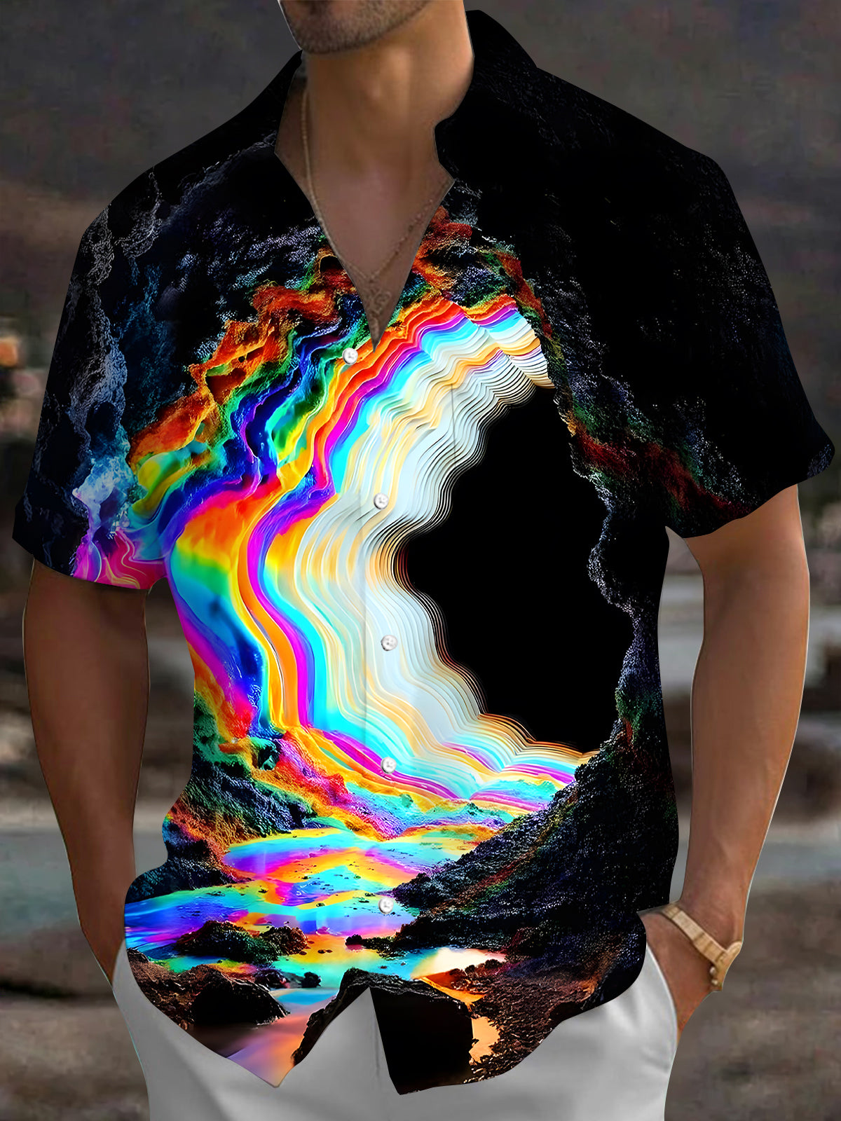 Tie Dye Men's Pocket Short Sleeve Shirts