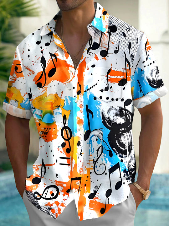men's music print shirt front view