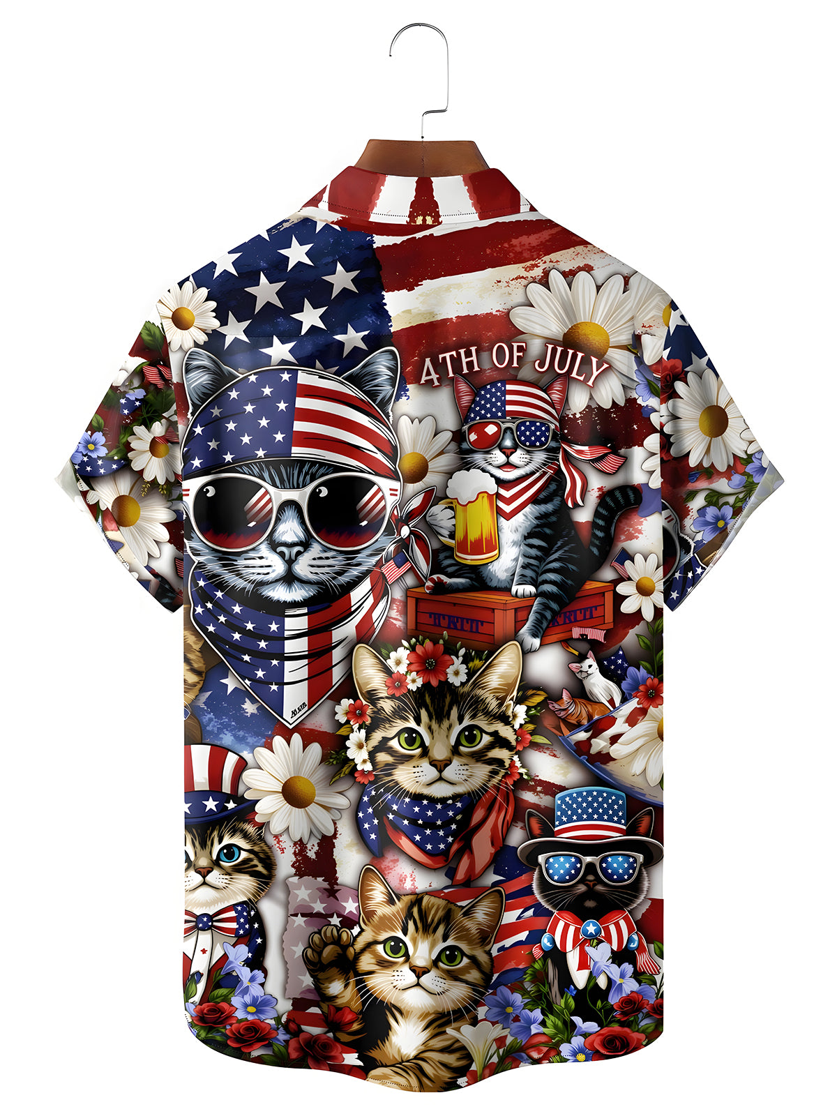 men's kitten pattern shirt back view