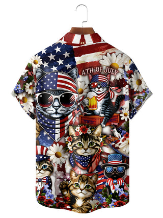 men's kitten pattern shirt back view