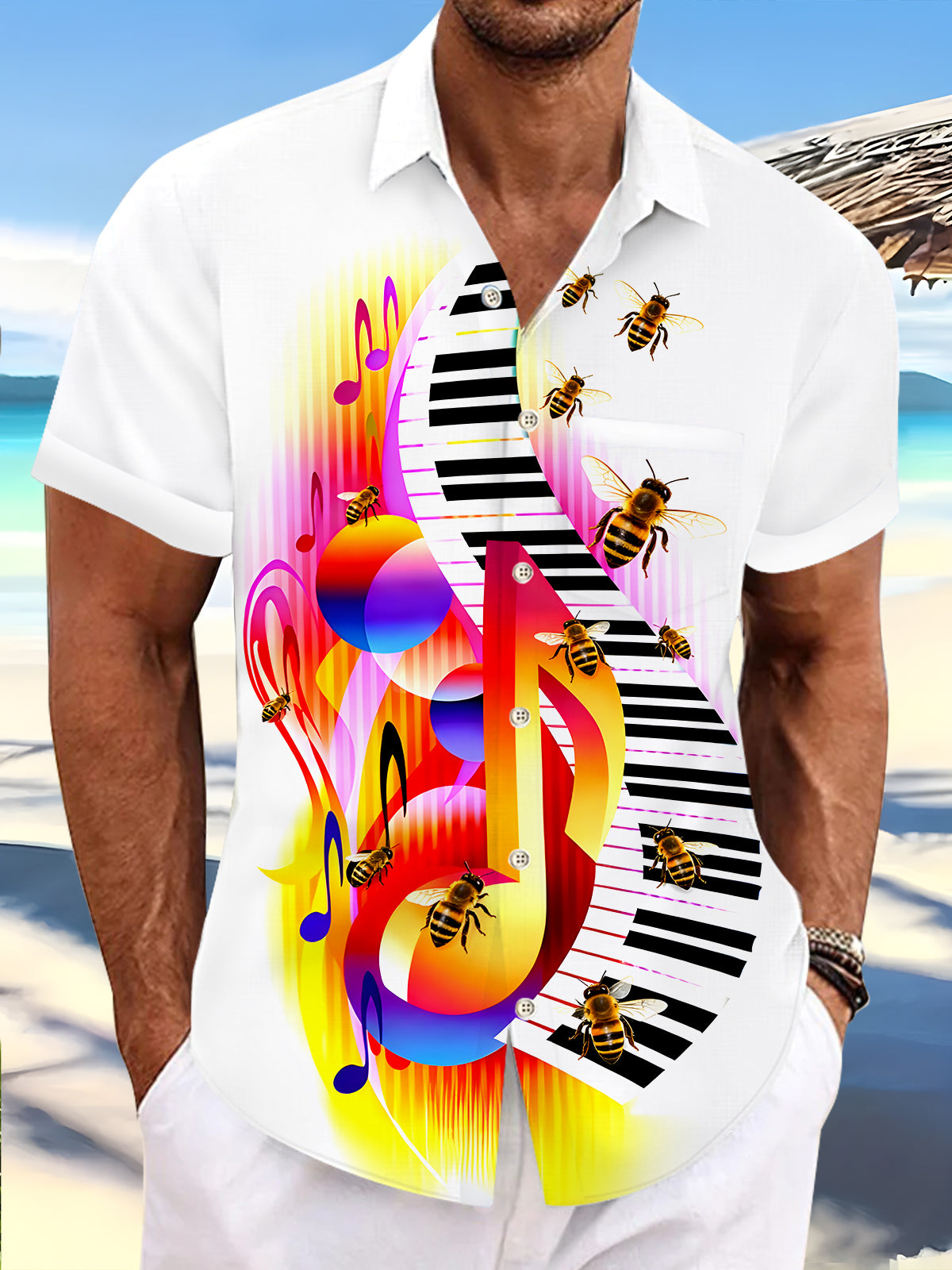 men's abstract print shirt front view