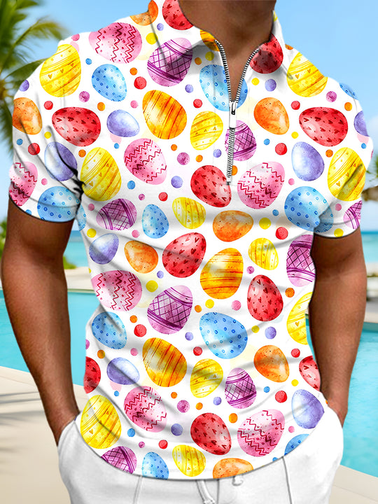 Men's short sleeve graphic polo shirt front view