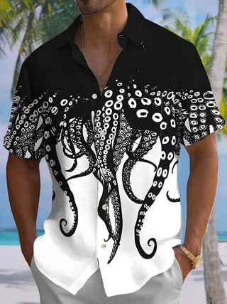 men's Hawaiian shirt front view tropical beach vacation