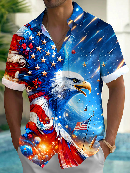 men's eagle print shirt front view Independence Day