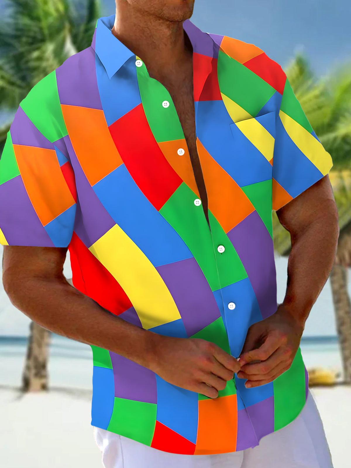 Geometry Men's Pocket Short Sleeve Shirts