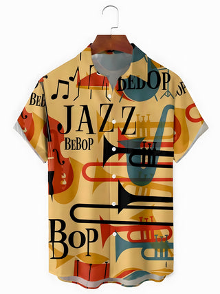 men's retro print shirt front view