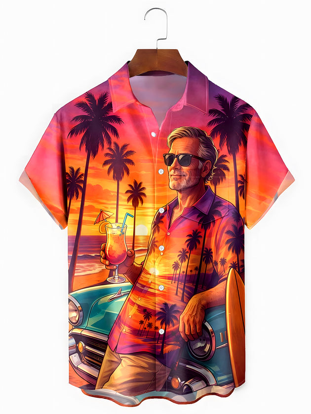 men's Hawaiian shirt front view beach vacation