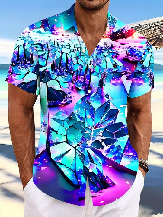 Men's Hawaiian pocket short sleeve shirt front view for tropical beach vacation