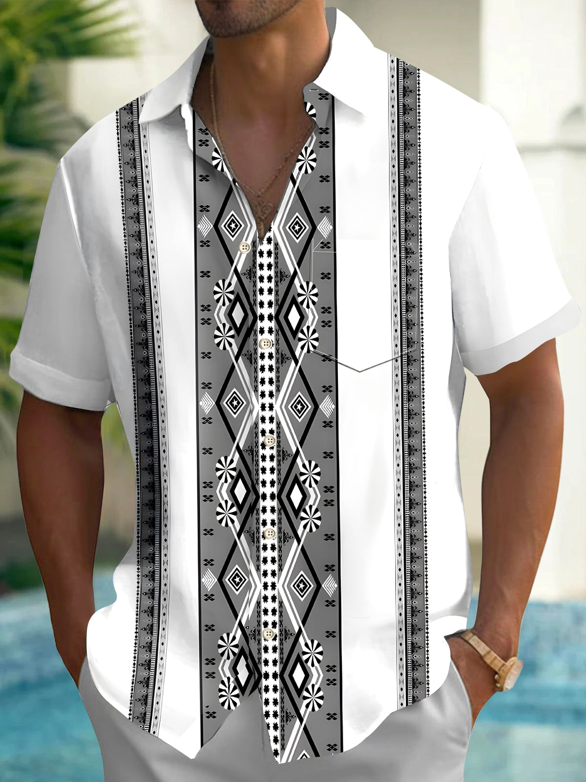 Geometry Men's Pocket Short Sleeve Shirts